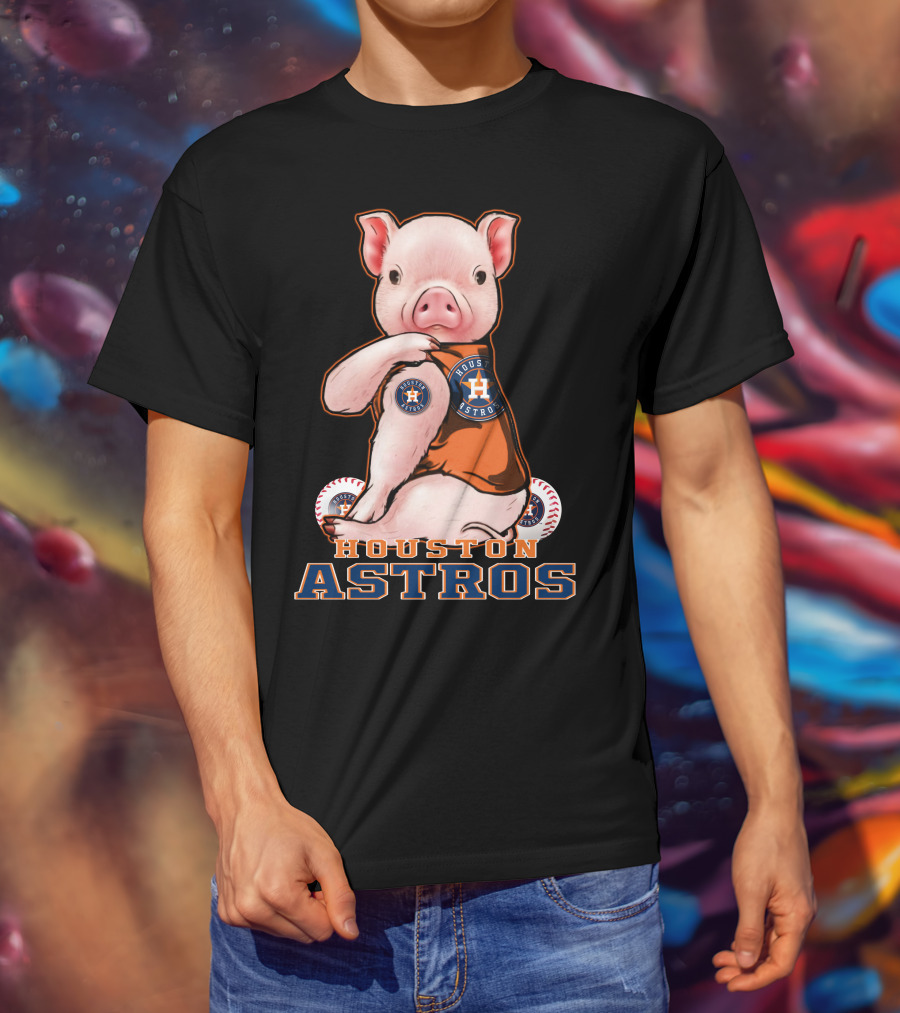 Houston Astros Pig With Baseball T-Shirt