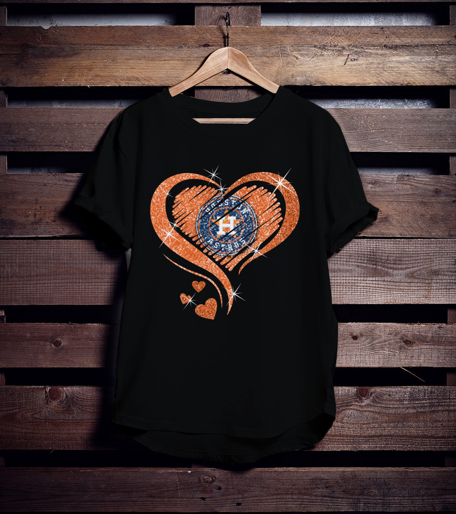 Houston Astros Glitter Heart Diamond T-Shirt