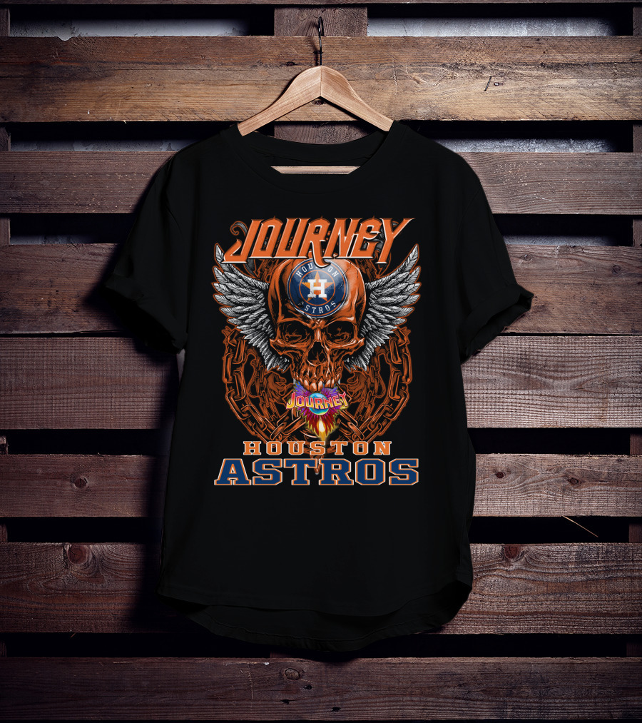 Journey Houston Astros Skull Wings Chain Fire T-Shirt