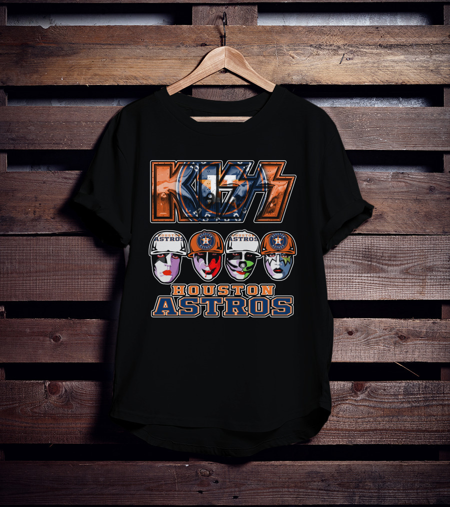 KISS Houston Astros Baseball Face Paint Graphics T-Shirt