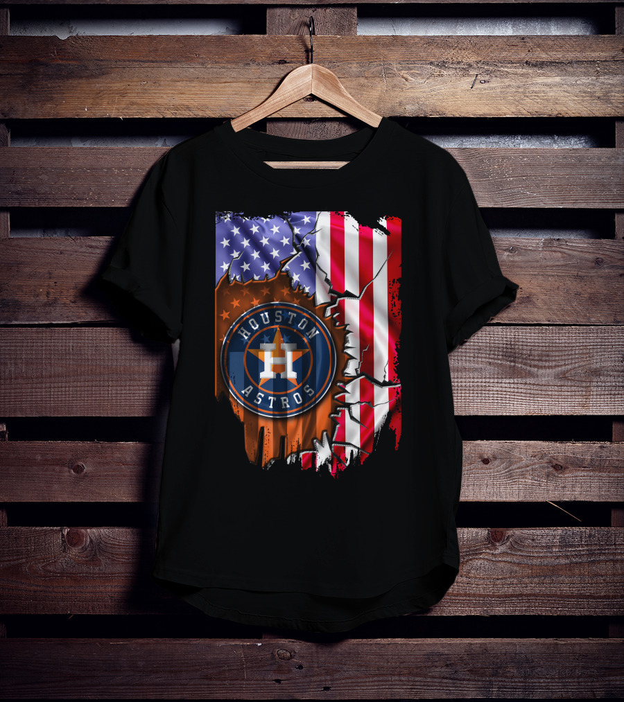 Houston Astros American Flag Tear T-Shirt