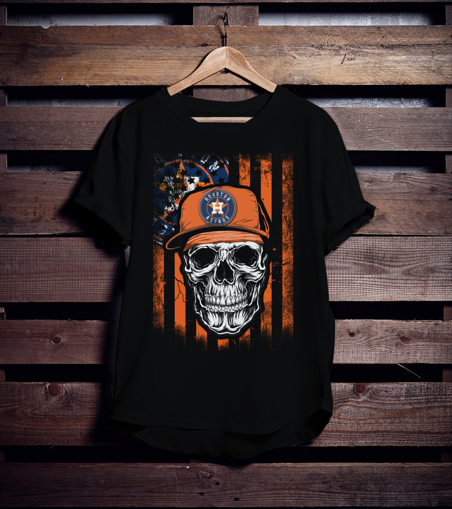 Houston Astros Skull Cap And Stripes T-Shirt