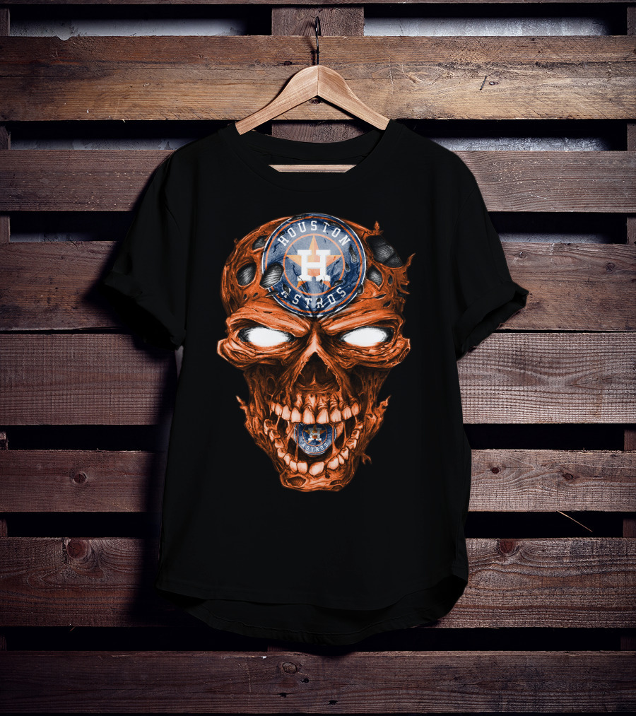 Houston Astros Skull Logo Grinning Baseball Fan T-Shirt