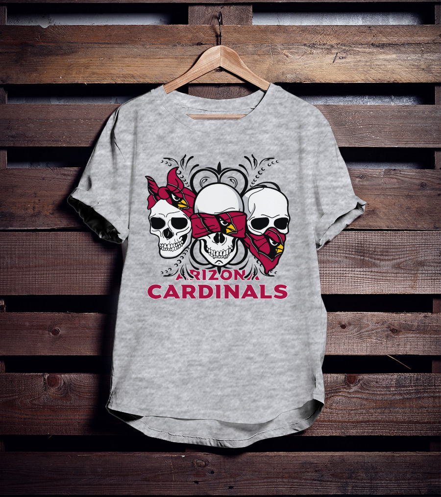Arizona Cardinals Three Skulls Bandana T-Shirt