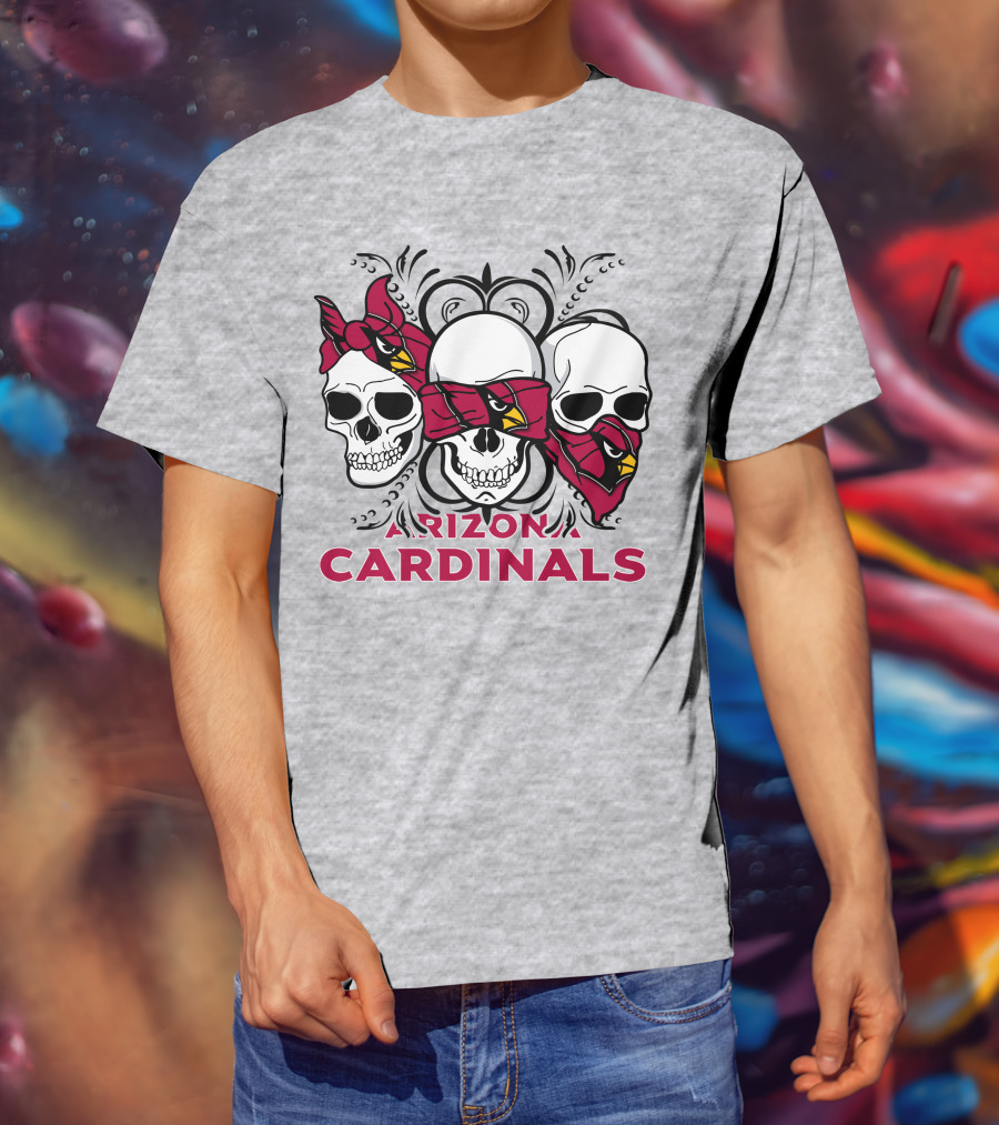Arizona Cardinals Three Skulls Bandana T-Shirt