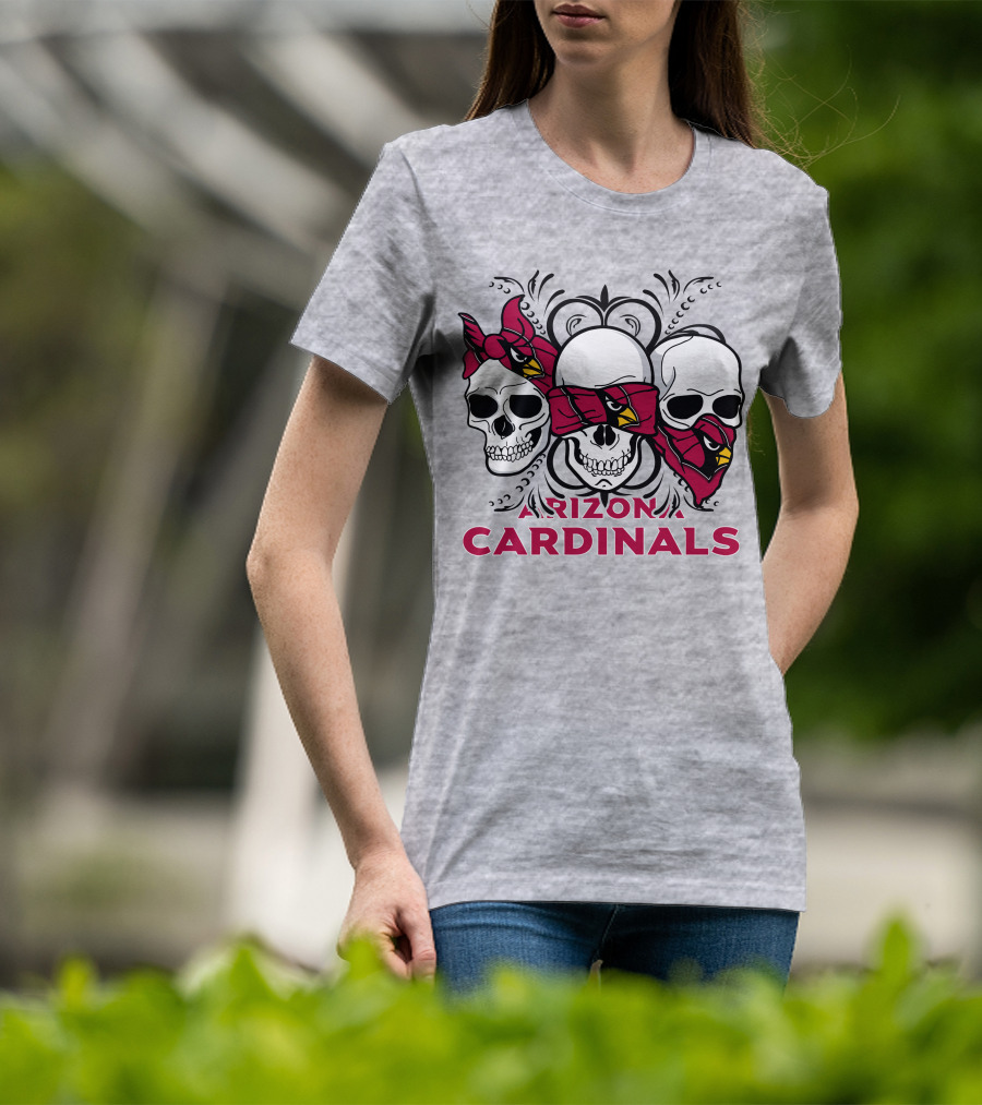 Arizona Cardinals Three Skulls Bandana T-Shirt