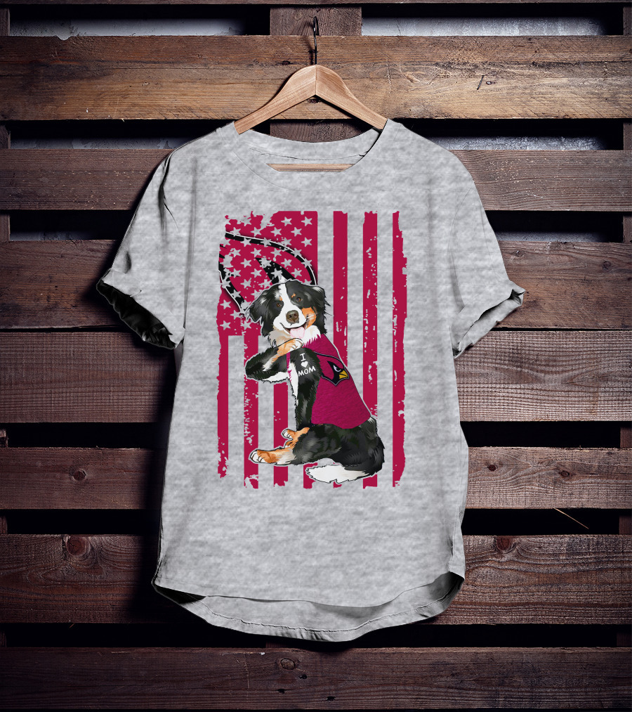 Border Collie I Love Mom Arizona Cardinals T-Shirt