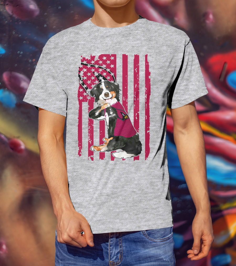 Border Collie I Love Mom Arizona Cardinals T-Shirt