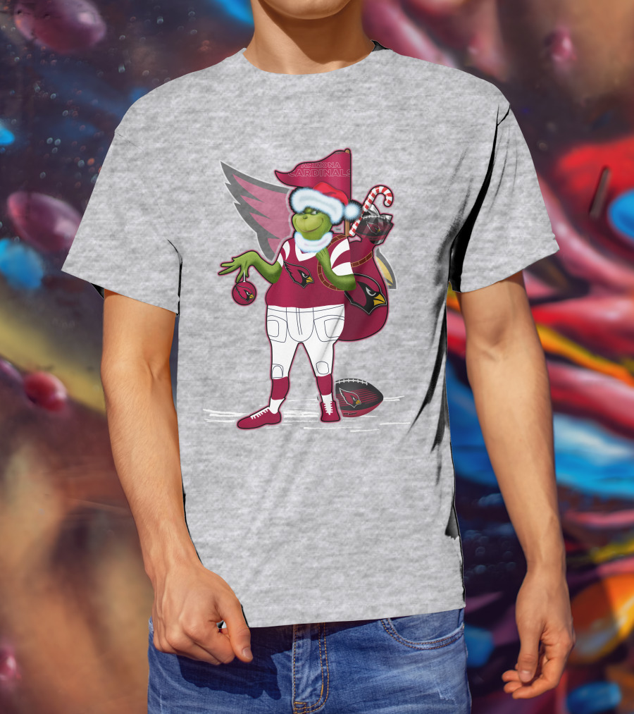 Grinchxmas Arizona Cardinals Christmas Football Fan Holiday Spirit T-Shirt