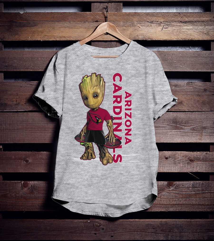 Groot Arizona Cardinals NFL Fan Art With Team Logo And Character T-Shirt