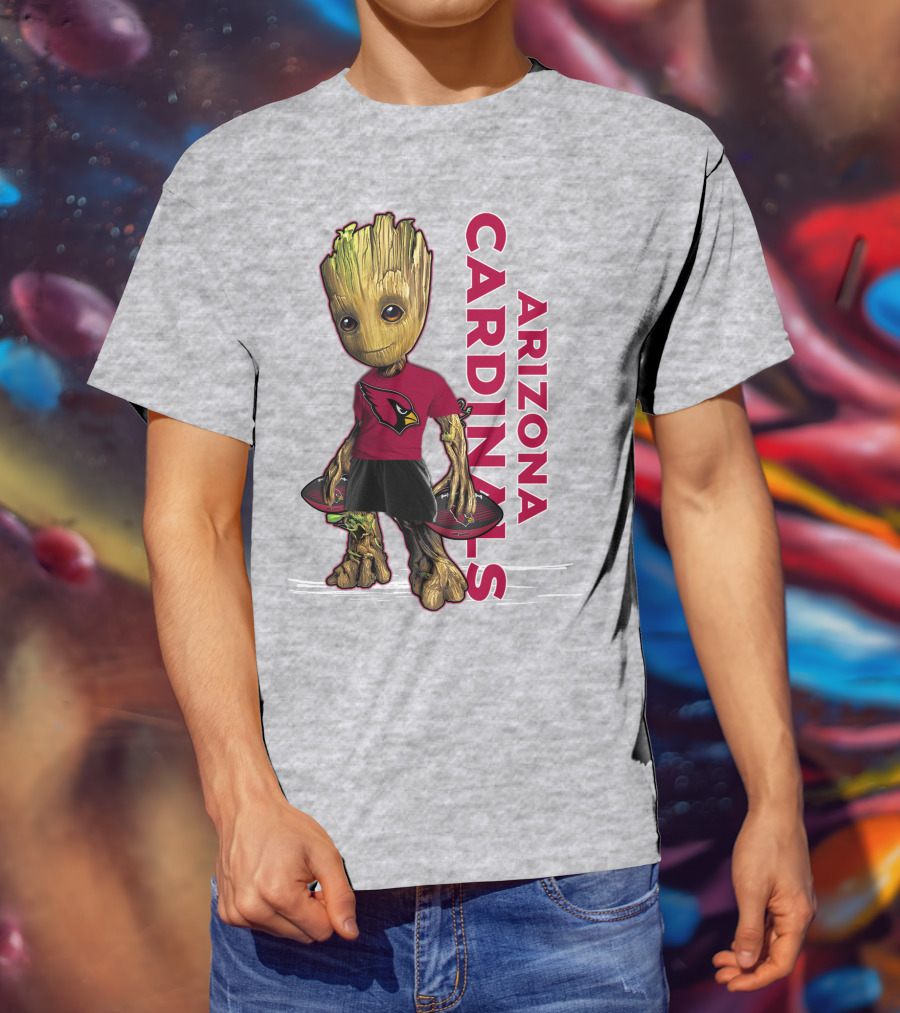 Groot Arizona Cardinals NFL Fan Art With Team Logo And Character T-Shirt