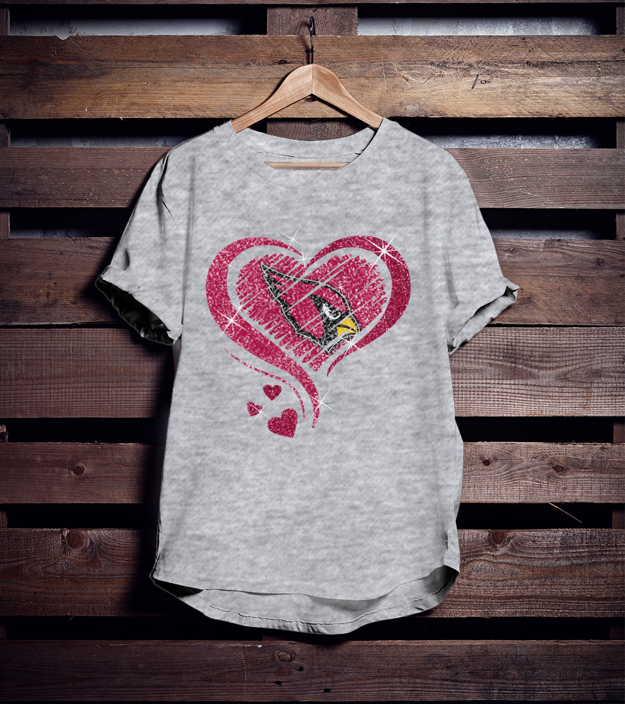 Heart Diamond Arizona Cardinals Sparkle Emblem T-Shirt