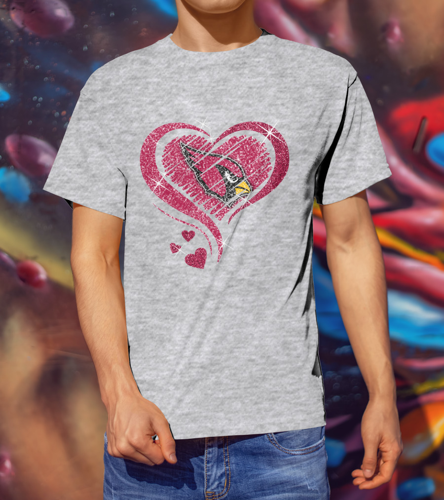 Heart Diamond Arizona Cardinals Sparkle Emblem T-Shirt