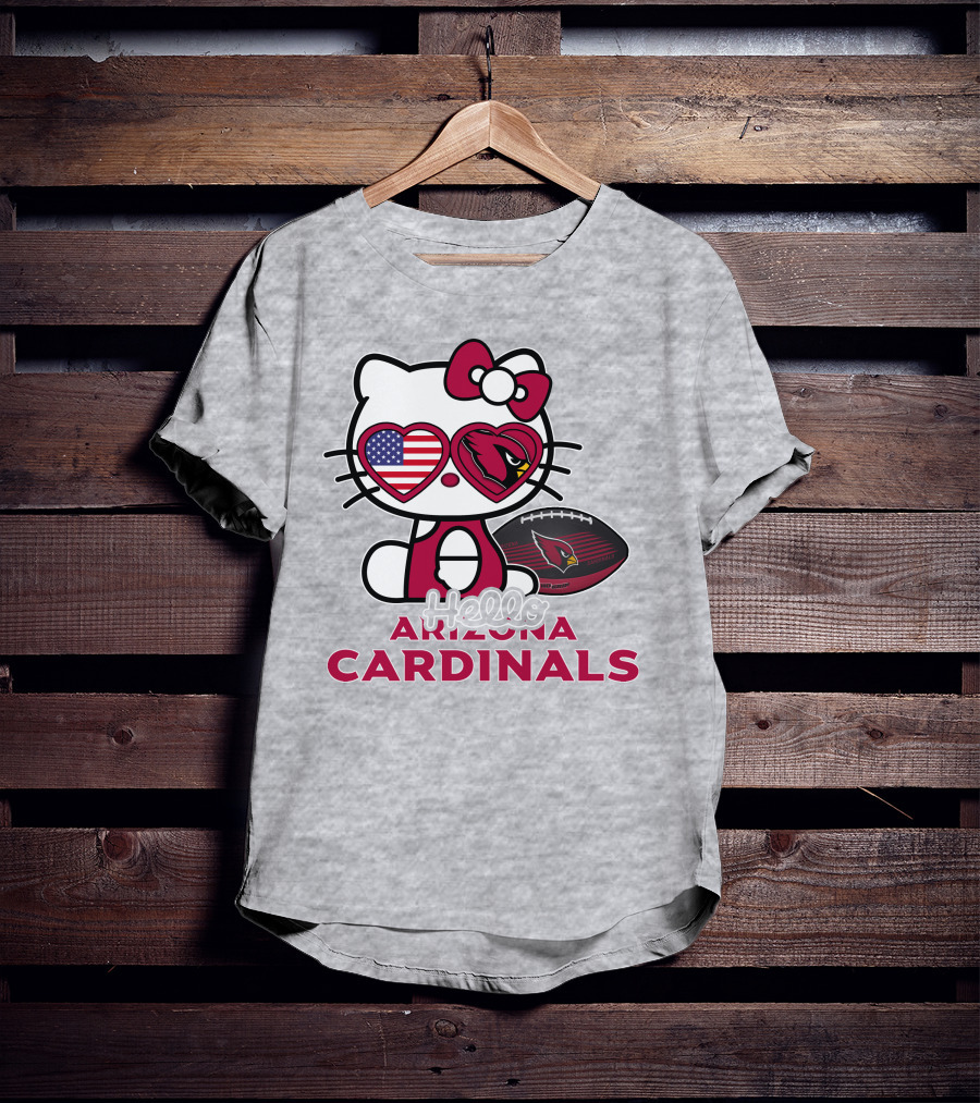 Hello Kitty Arizona Cardinals American Flag Football T-Shirt