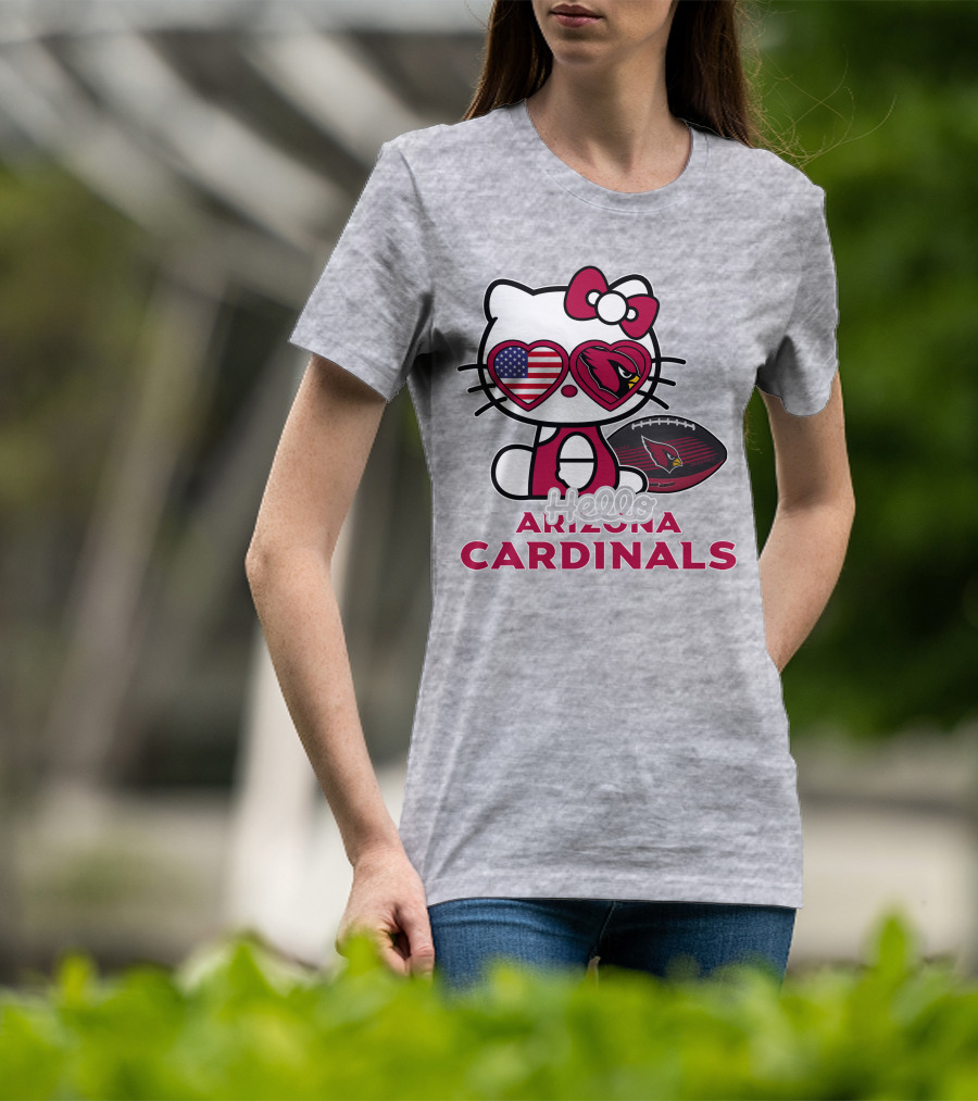 Hello Kitty Arizona Cardinals American Flag Football T-Shirt