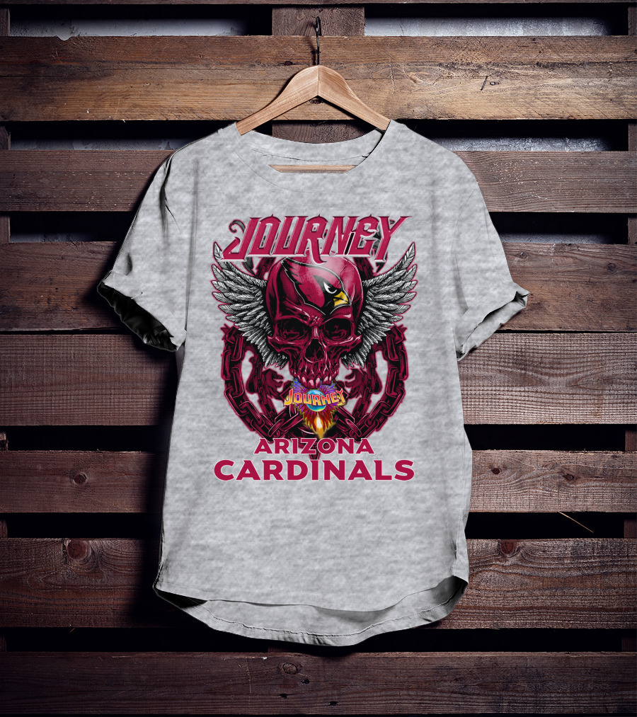 Journey Arizona Cardinals Skull Wings Flame T-Shirt
