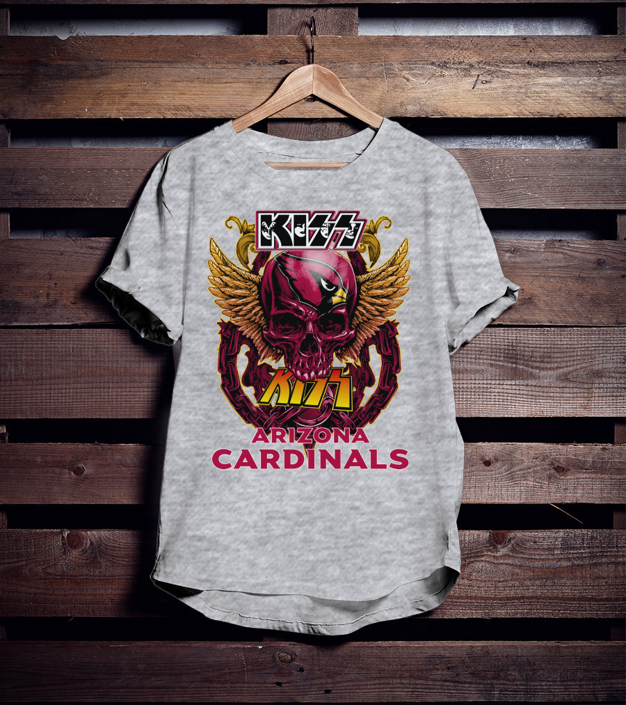Kiss Arizona Cardinals Skull Wings T-Shirt