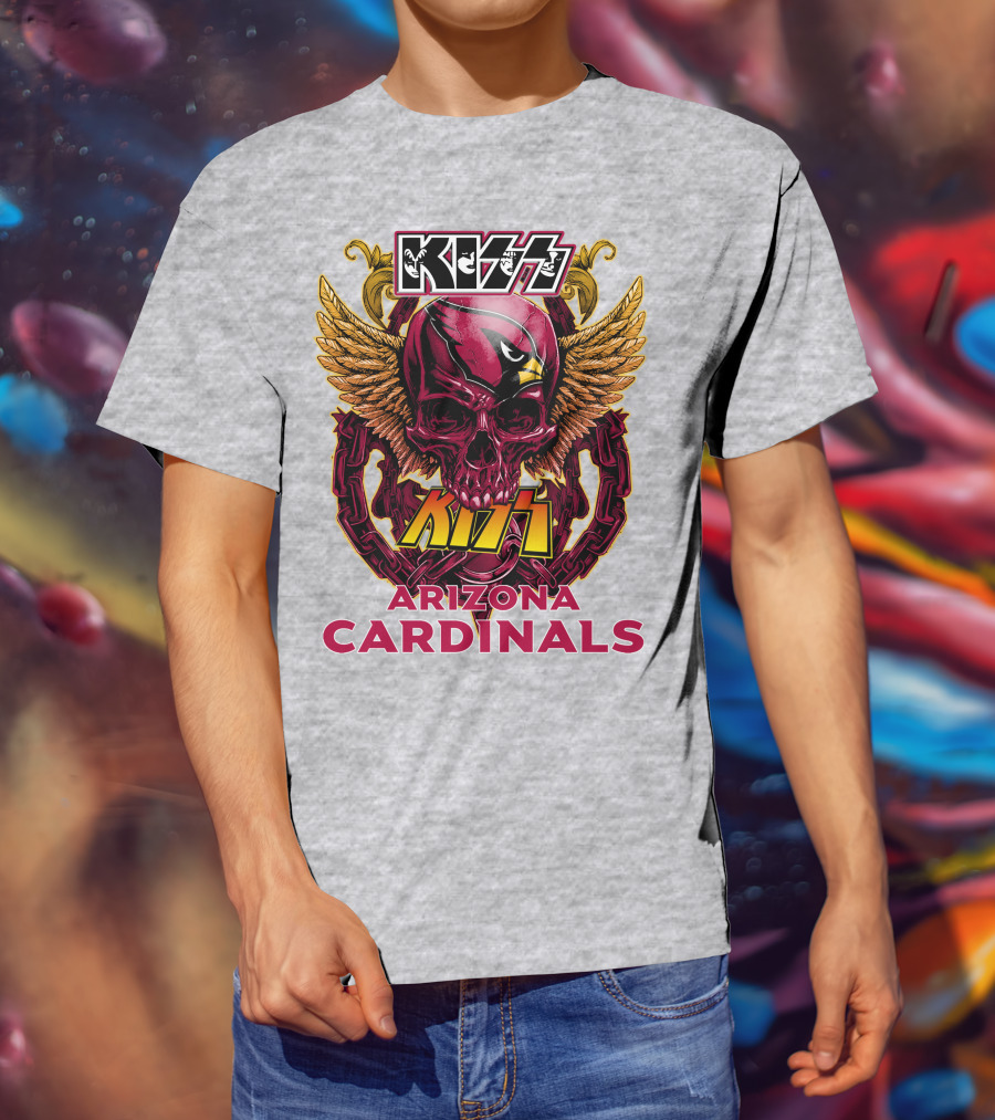 Kiss Arizona Cardinals Skull Wings T-Shirt