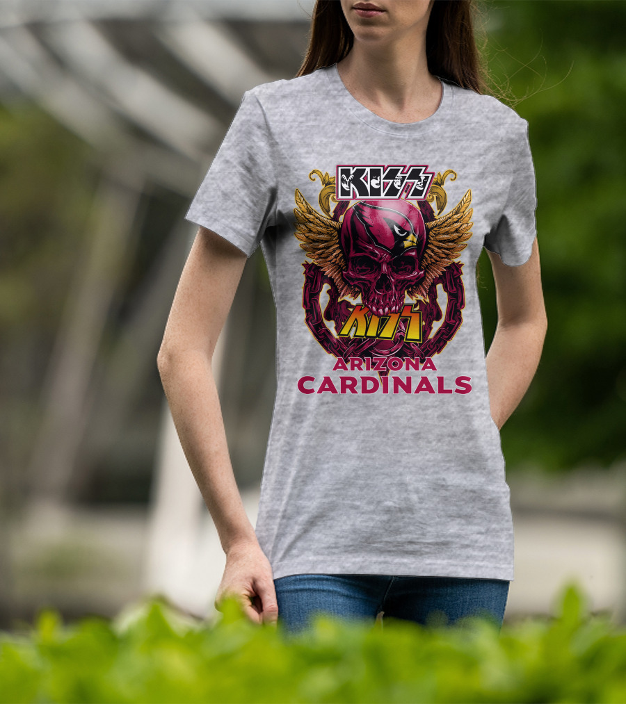 Kiss Arizona Cardinals Skull Wings T-Shirt