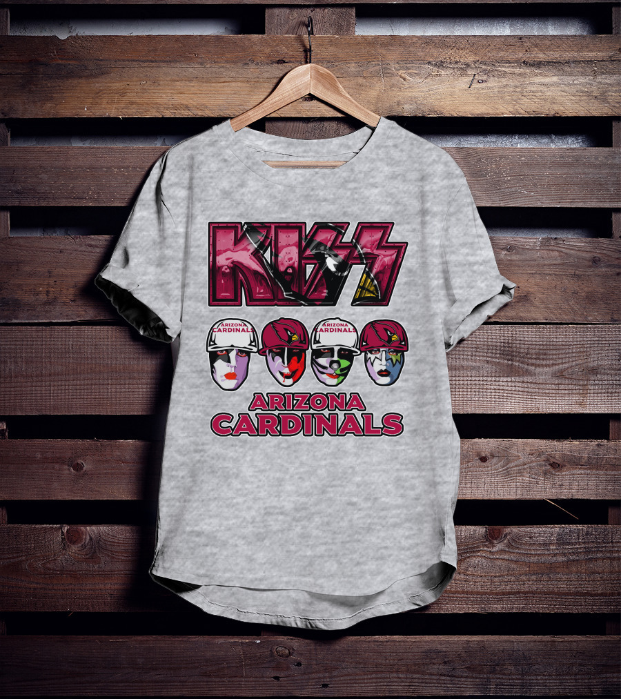 Kiss Arizona Cardinals Rock Band Helmet Faces T-Shirt