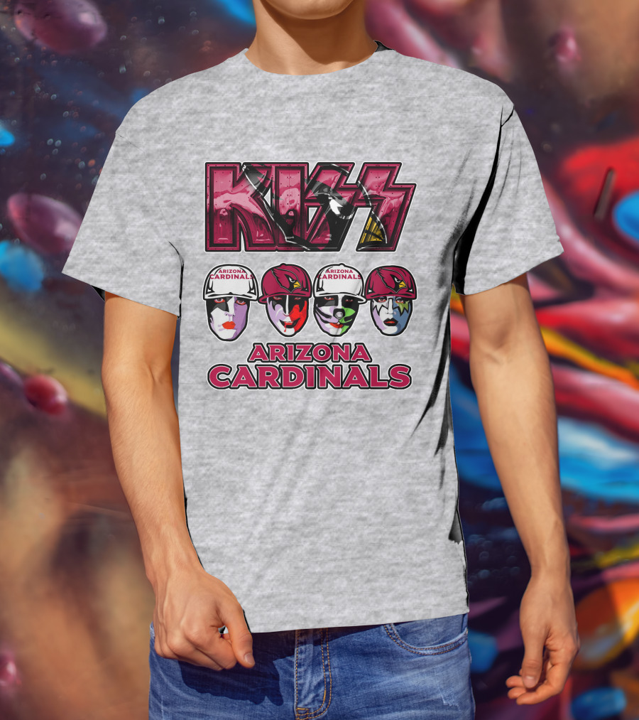 Kiss Arizona Cardinals Rock Band Helmet Faces T-Shirt
