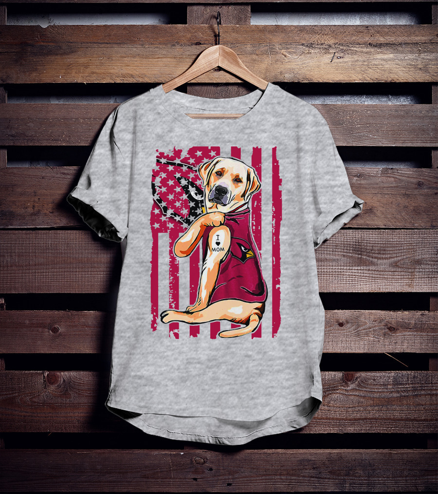 Labrador Retriever I Love Mom Arizona Cardinals Fan T-Shirt