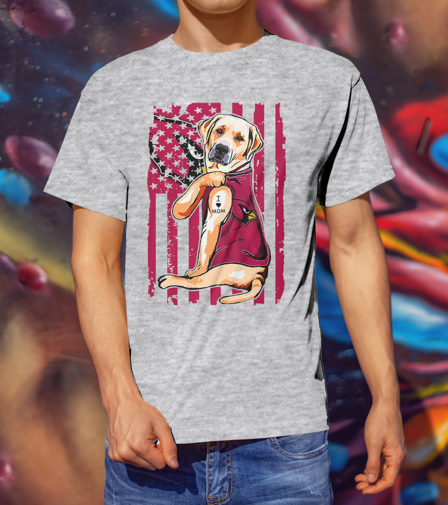 Labrador Retriever I Love Mom Arizona Cardinals Fan T-Shirt