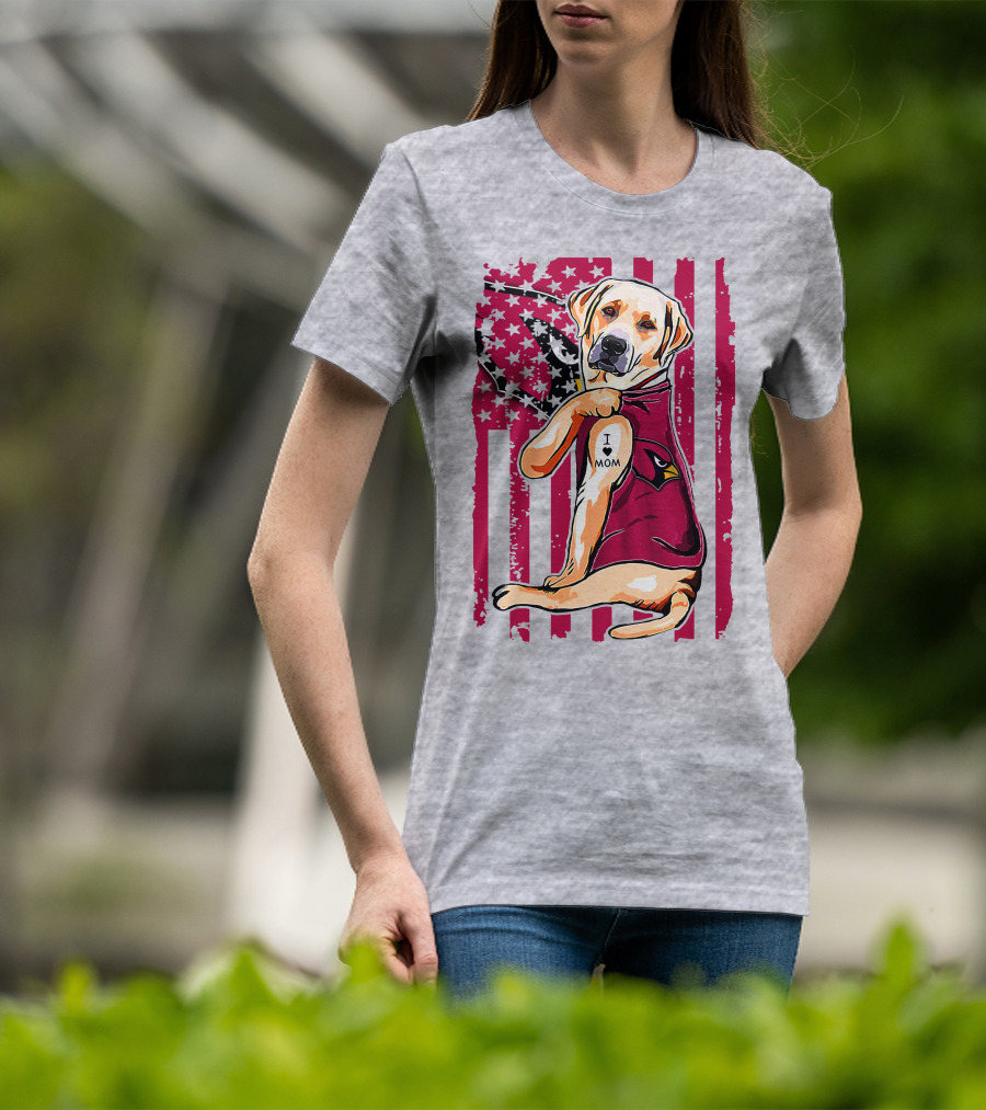 Labrador Retriever I Love Mom Arizona Cardinals Fan T-Shirt