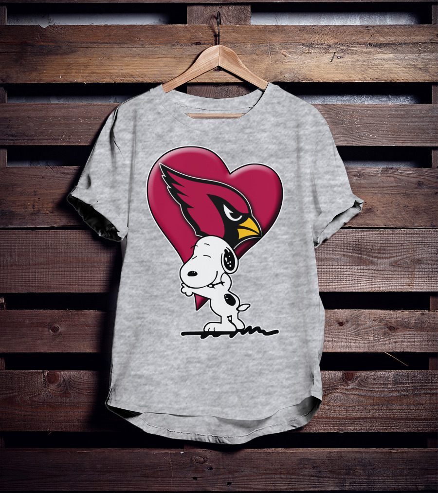 Snoopy Hugging Arizona Cardinals Heart T-Shirt