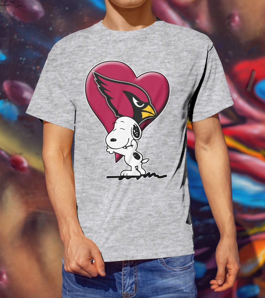 Snoopy Hugging Arizona Cardinals Heart T-Shirt