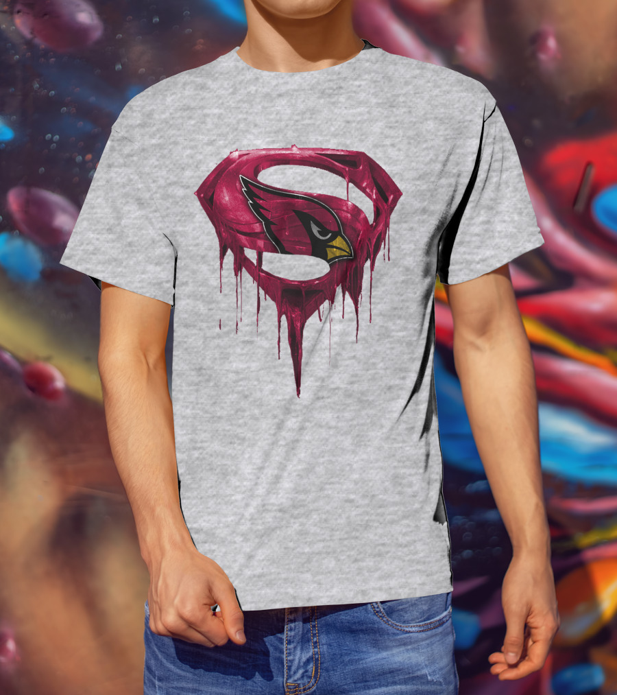 SPM Arizona Cardinals Dripping Super Hero Emblem T-Shirt
