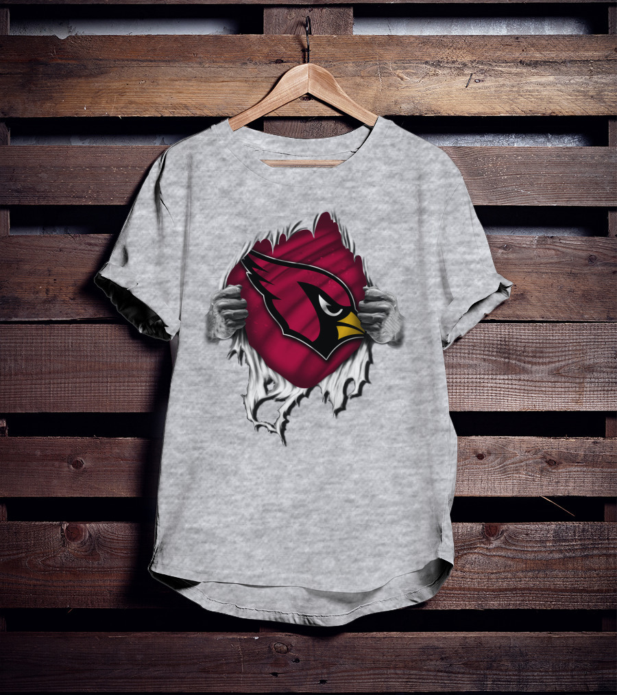 Torn Arizona Cardinals Logo Revealing Hidden Strength T-Shirt