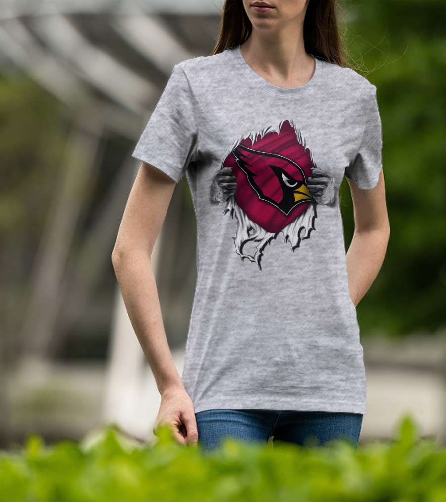 Torn Arizona Cardinals Logo Revealing Hidden Strength T-Shirt