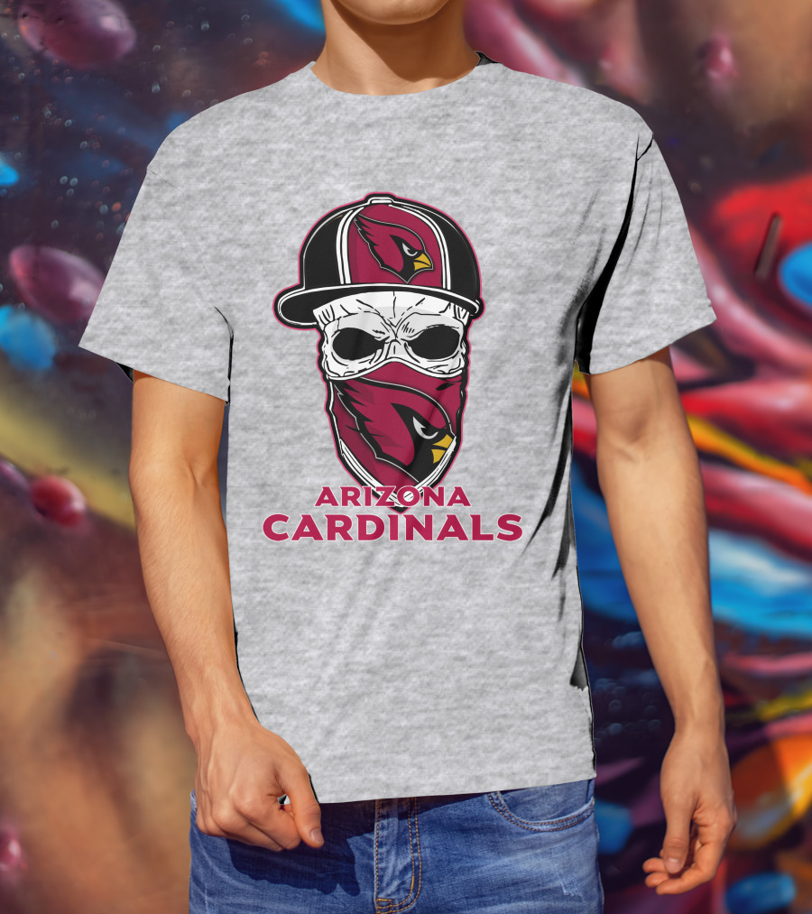 Arizona Cardinals Skull Hat T-Shirt