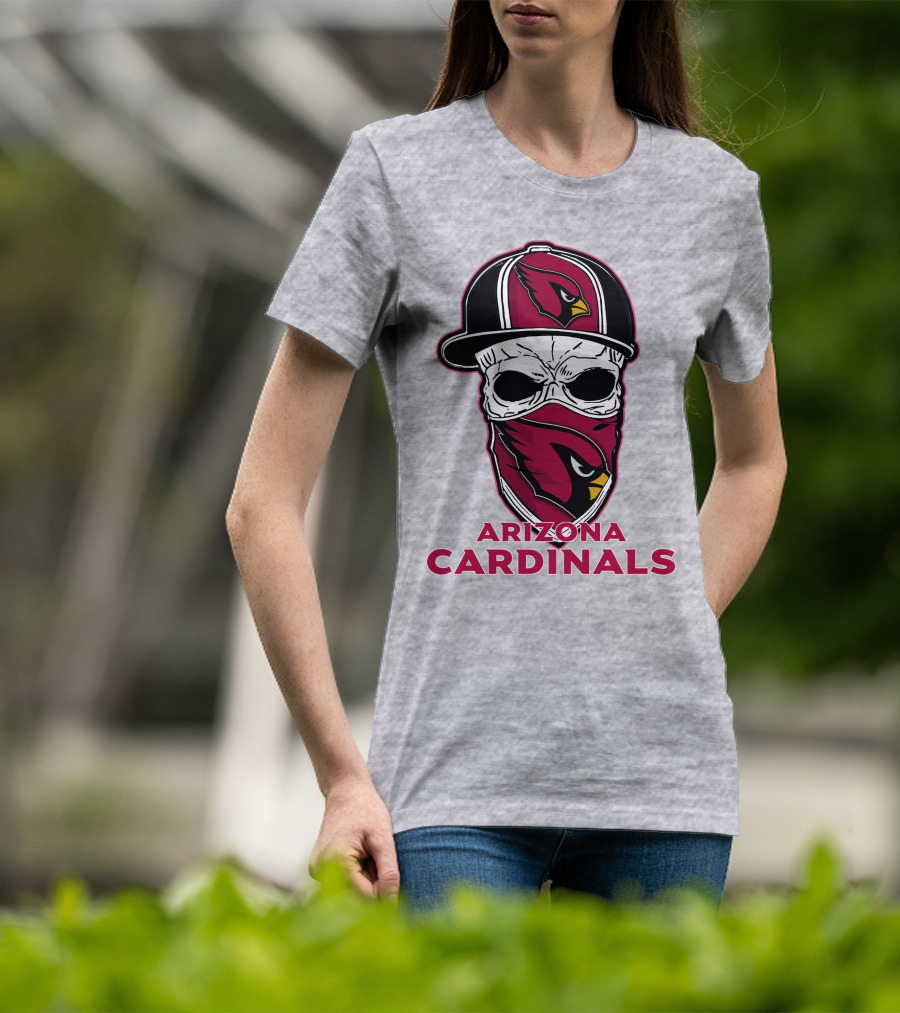Arizona Cardinals Skull Hat T-Shirt