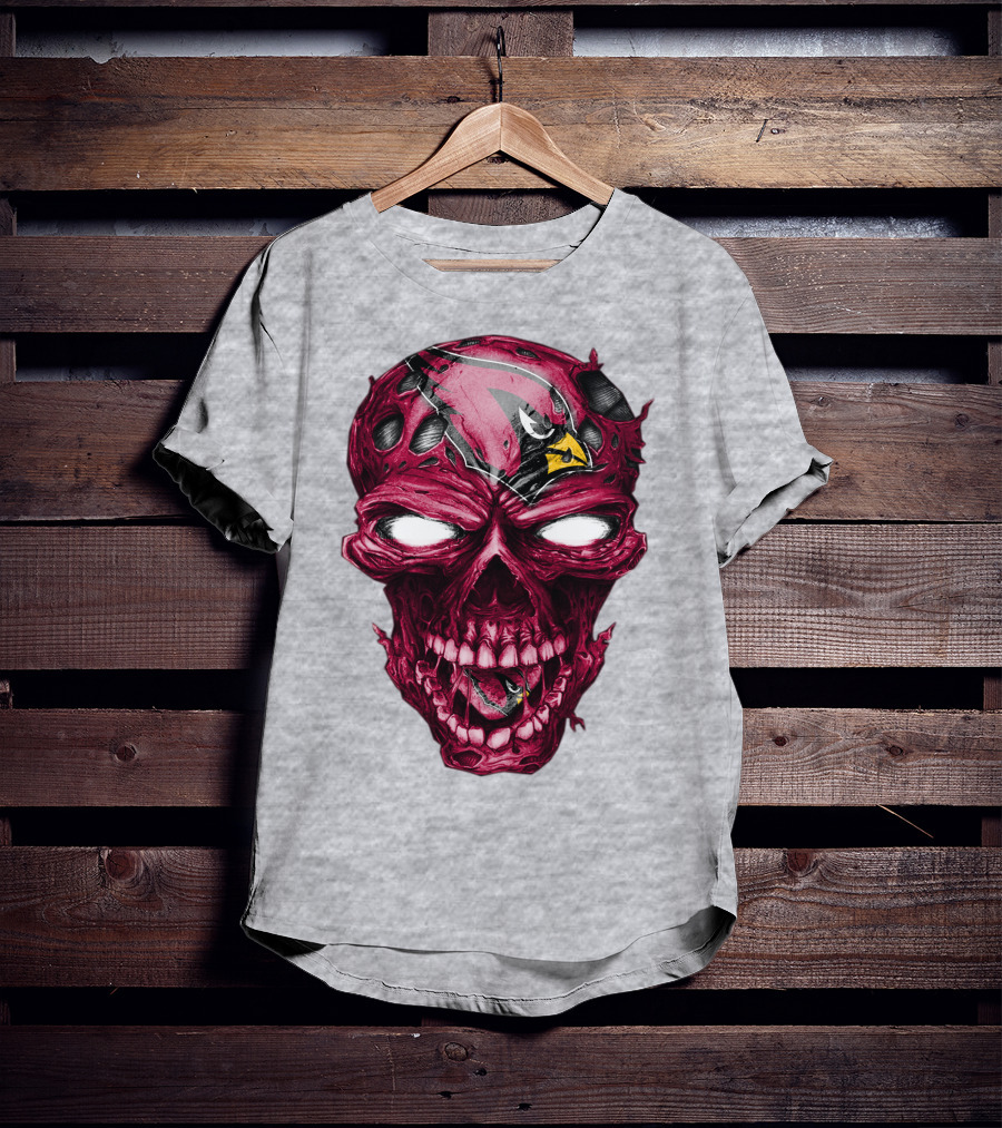Skull V2 Arizona Cardinals Logo Fusion T-Shirt