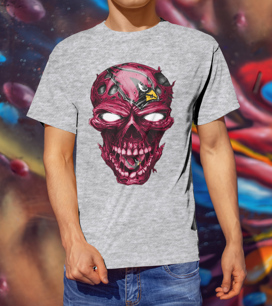 Skull V2 Arizona Cardinals Logo Fusion T-Shirt