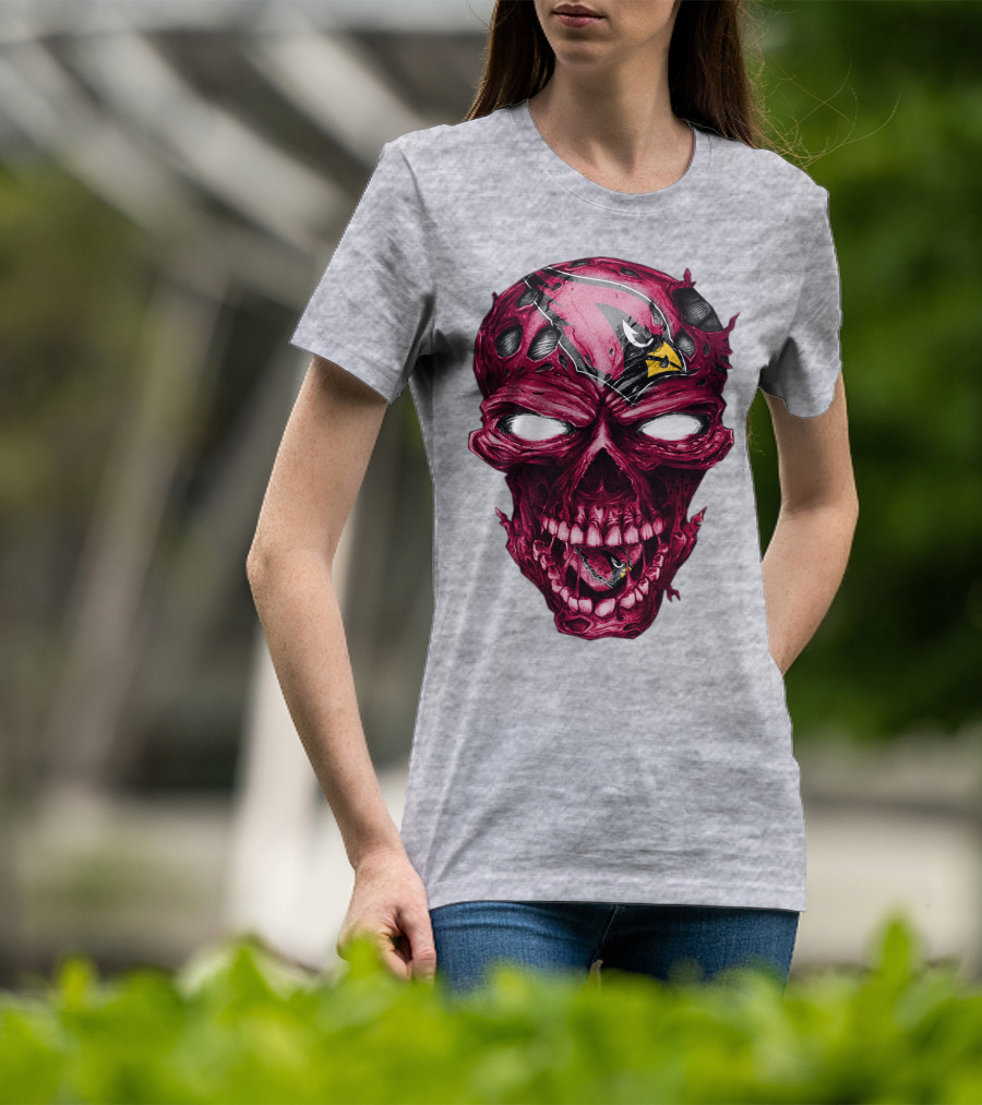 Skull V2 Arizona Cardinals Logo Fusion T-Shirt