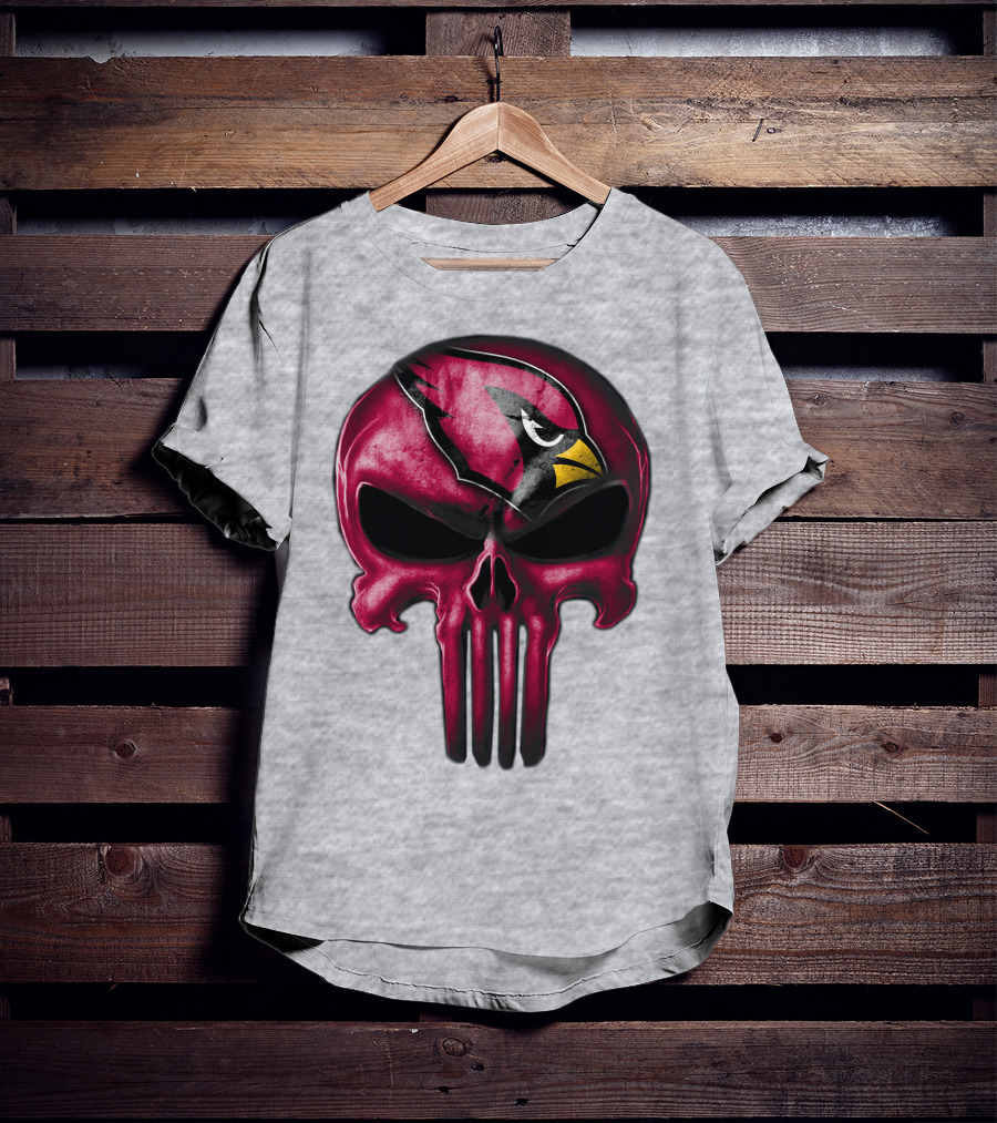 Skull Arizona Cardinals Logo Face T-Shirt
