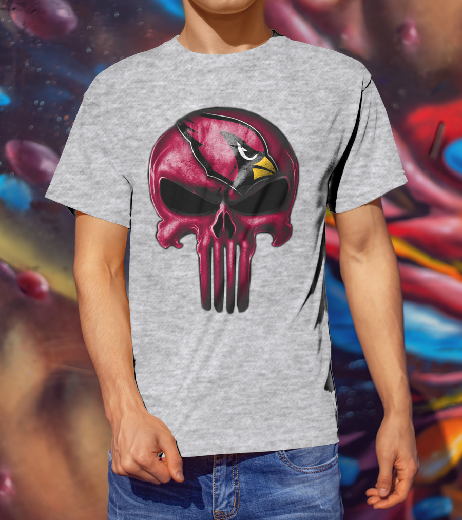 Skull Arizona Cardinals Logo Face T-Shirt