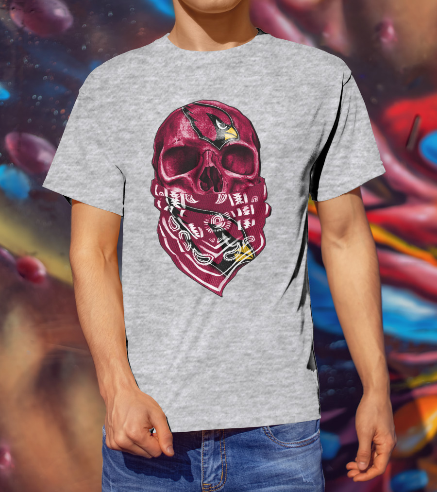 Arizona Cardinals Skull Bandana V5 T-Shirt