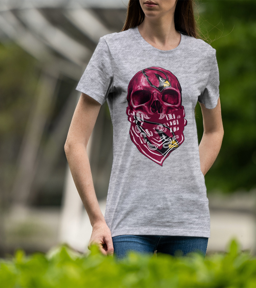 Arizona Cardinals Skull Bandana V5 T-Shirt