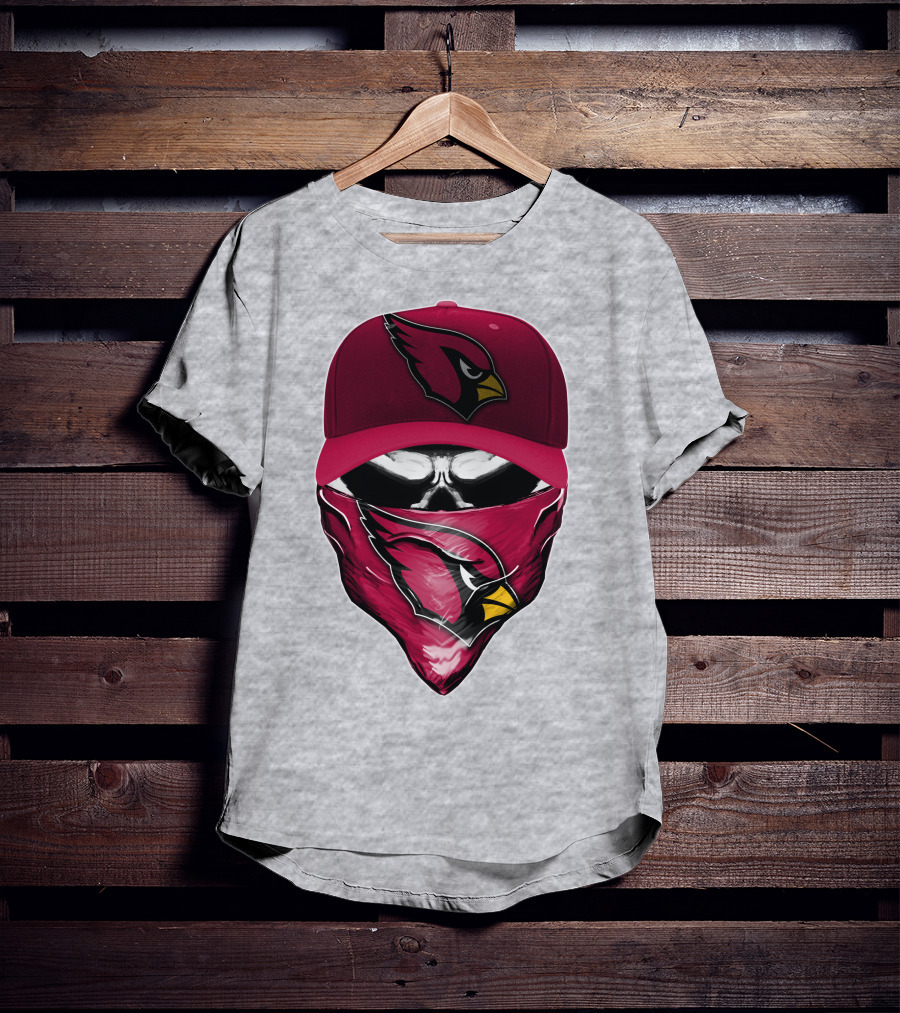 Skull V6 Arizona Cardinals Bold Logo Hat And Bandana T-Shirt