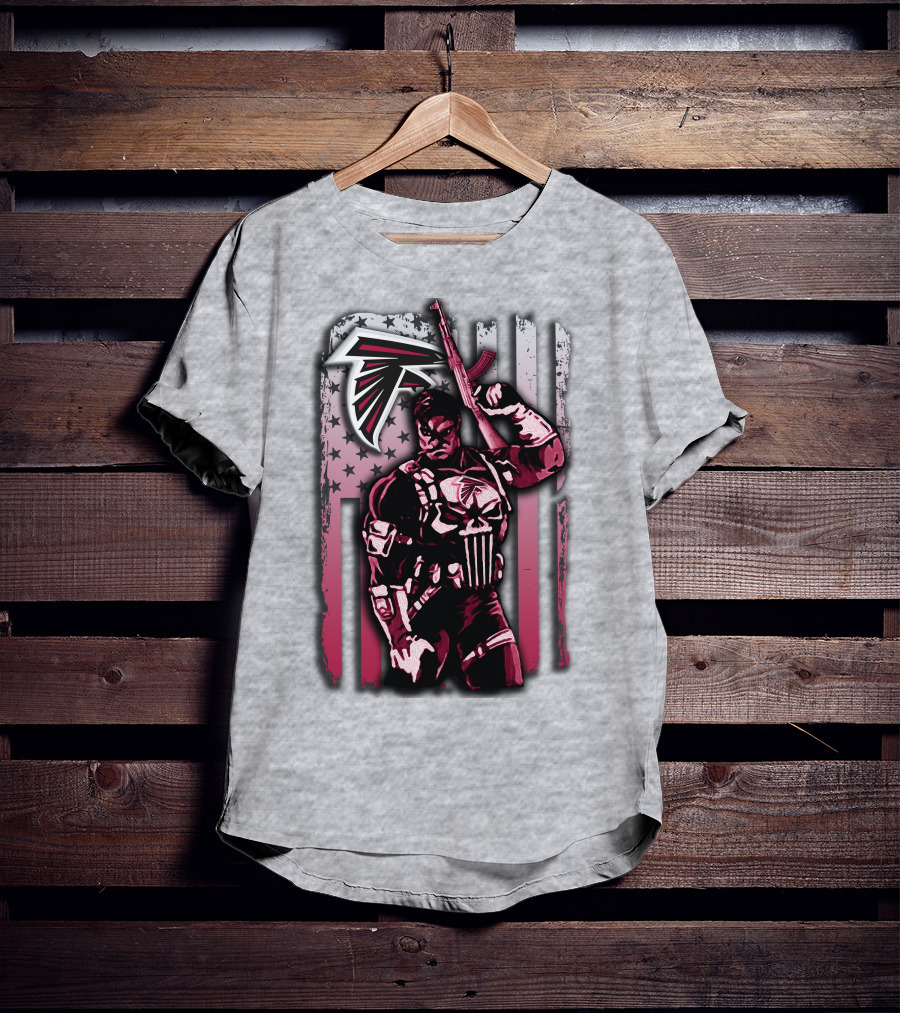 Atlanta Falcons Punisher Soldier American Flag T-Shirt