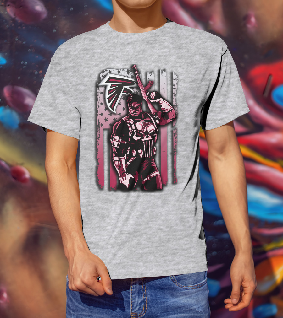 Atlanta Falcons Punisher Soldier American Flag T-Shirt