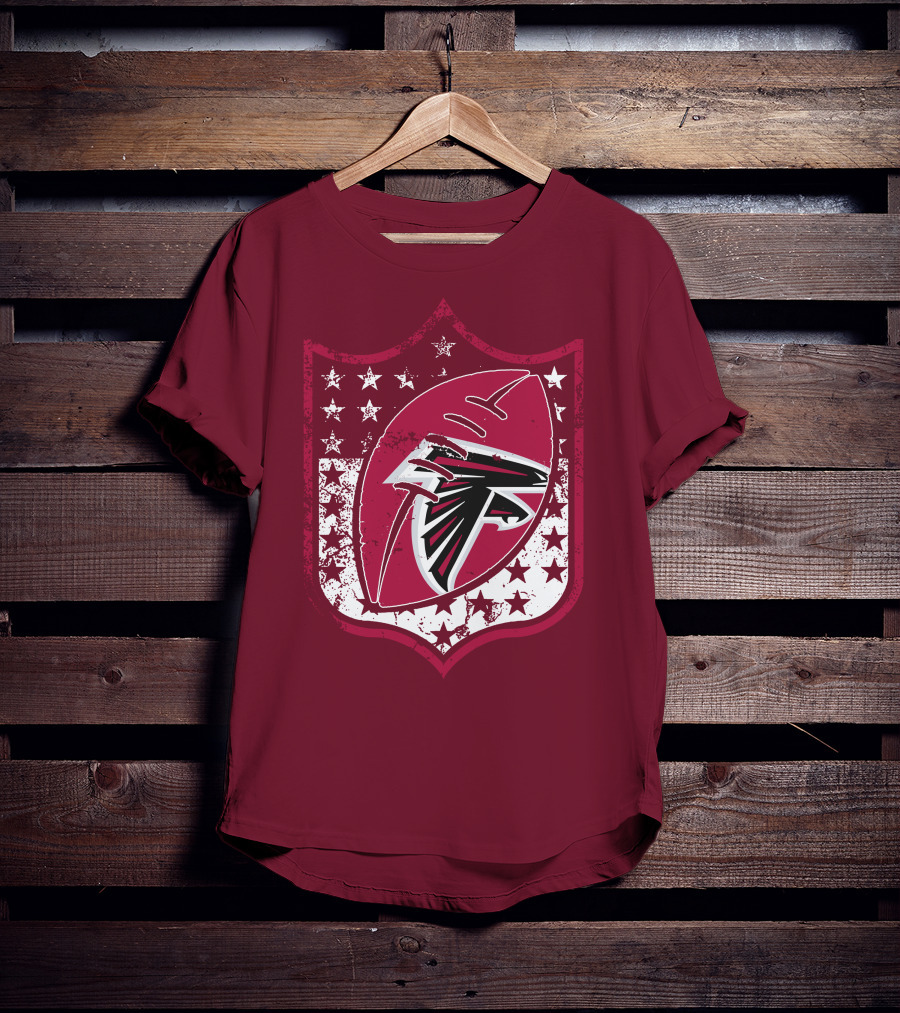 Atlanta Falcons Nfl Logo Shield 42 Red Football Stars T-Shirt