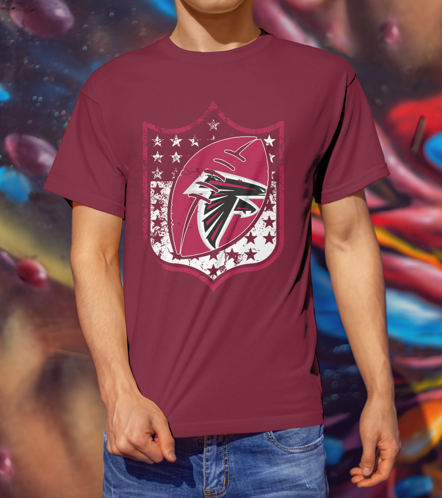 Atlanta Falcons Nfl Logo Shield 42 Red Football Stars T-Shirt