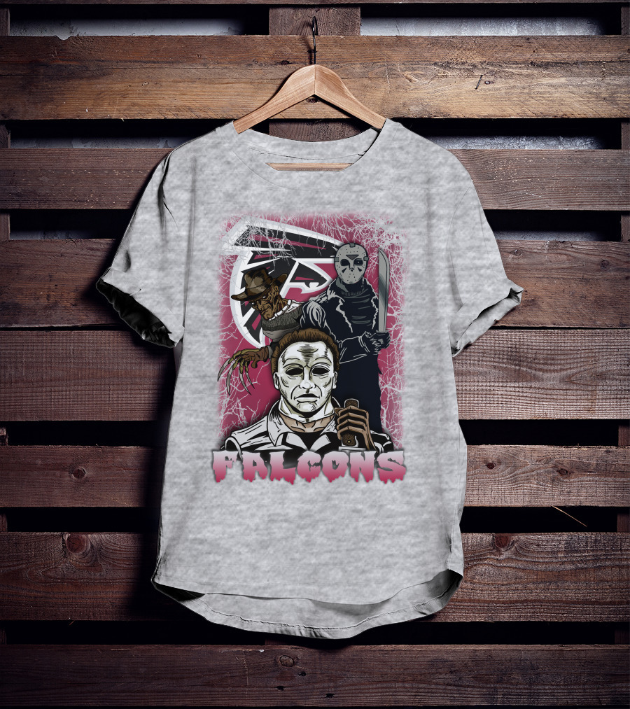 Atlanta Falcons Horror Villains Michael Myers Freddy Krueger Jason Voorhees T-Shirt