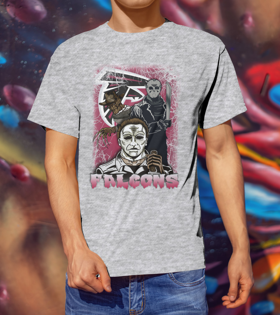 Atlanta Falcons Horror Villains Michael Myers Freddy Krueger Jason Voorhees T-Shirt