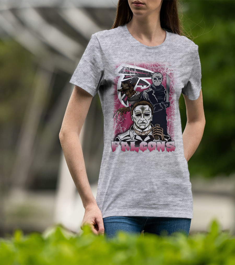 Atlanta Falcons Horror Villains Michael Myers Freddy Krueger Jason Voorhees T-Shirt